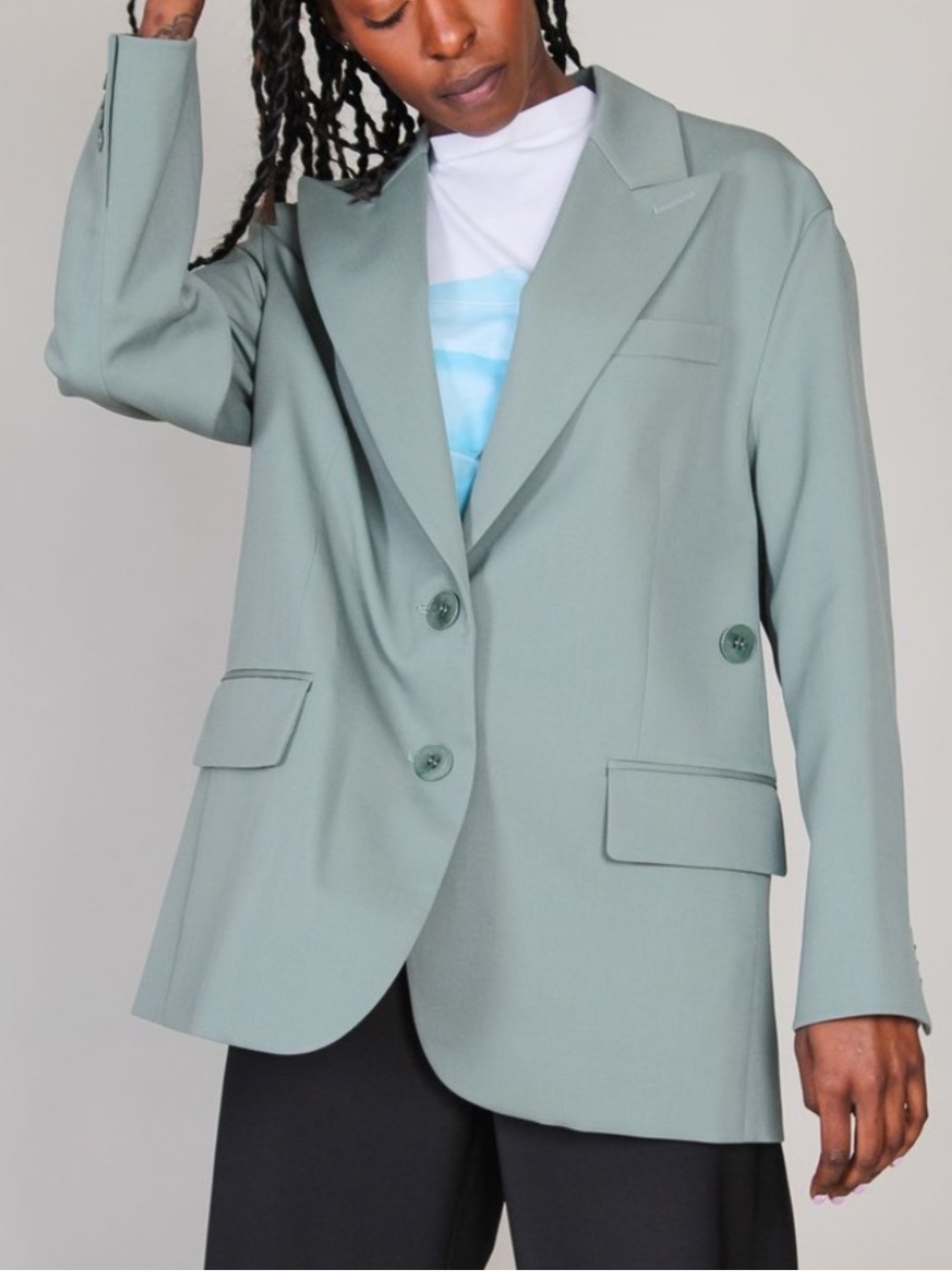 NWT Tibi Cassius Liam Blazer in Dark Mint! Size M , Oversized !!!